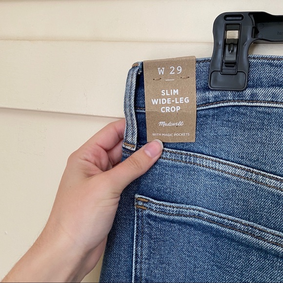 NWT Madewell Slim Wide-Leg Crop High Rise Jeans in Reggie Wash Size 29 - Picture 7 of 10
